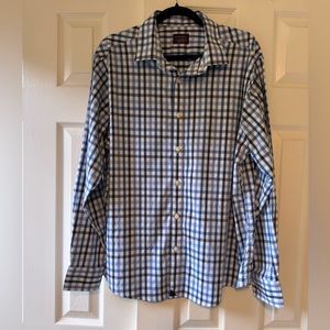 Untuckit blue plaid shirt